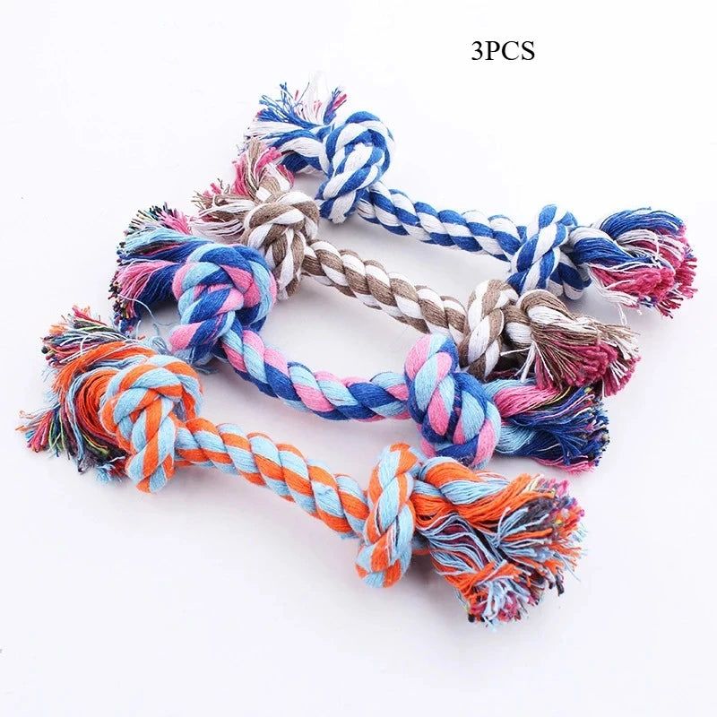 Lot de trois cordes à mâcher à double nœud pour chien