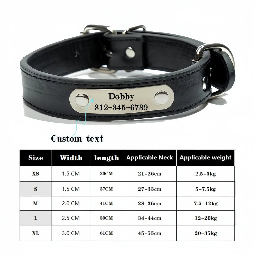 Collier en Cuir Personnalisé avec Nom Gravé
