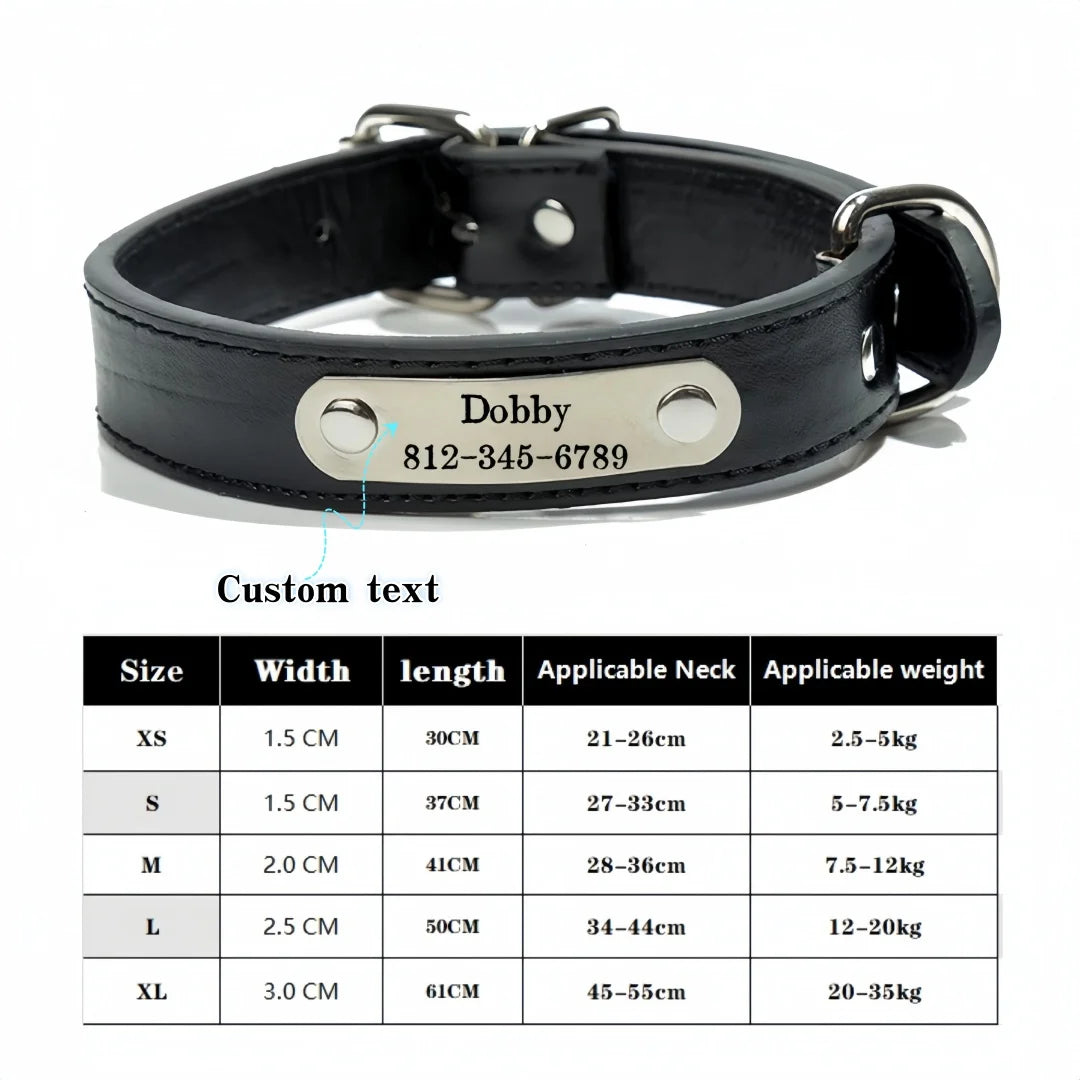Collier en Cuir Personnalisé avec Nom Gravé