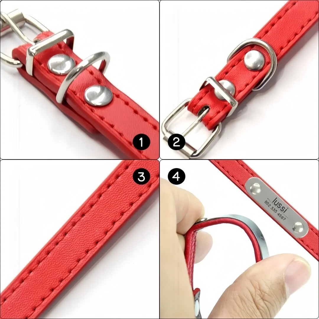 Collier en Cuir Personnalisé avec Nom Gravé