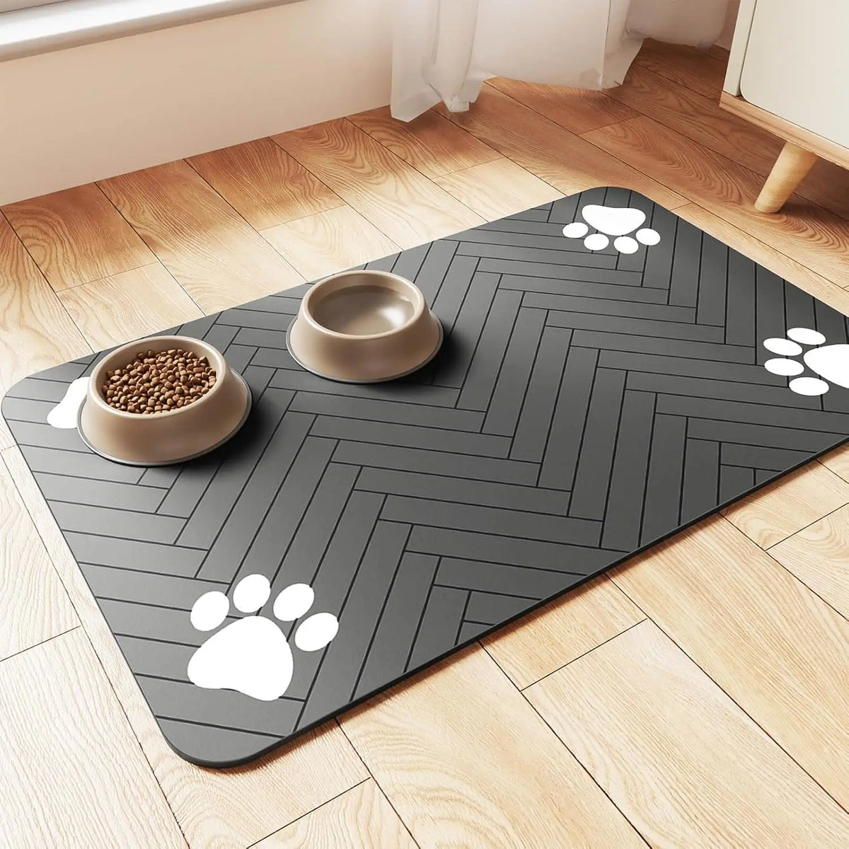 Tapis de gamelle absorbant à dos antidérapant pour chien et chat
